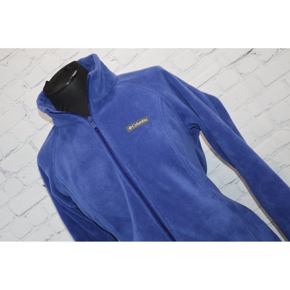 Columbia Fleece Jacket Women Large Blue Full Zip Mock Neck XL6578 Polyester